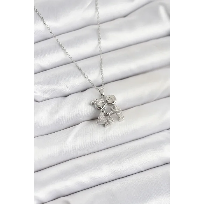 BUĞZ 316L Çelik Zincir Gümüş Renk Erkek Kız Model Kadın Kolye