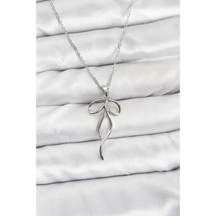 BUĞZ 316L Çelik Zincir Gümüş Renk Fiyonk Model Kadın Kolye