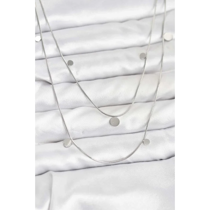 BUĞZ 316L Çelik Zincir Gümüş Renk Pullu Kadın Kolye