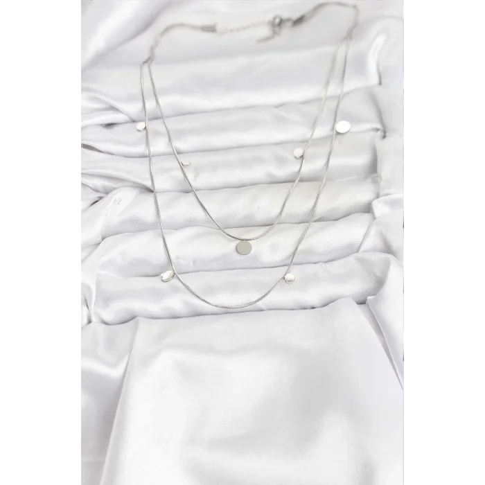 BUĞZ 316L Çelik Zincir Gümüş Renk Pullu Kadın Kolye