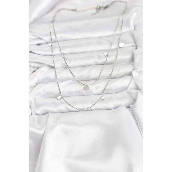 BUĞZ 316L Çelik Zincir Gümüş Renk Pullu Kadın Kolye - Lisinya