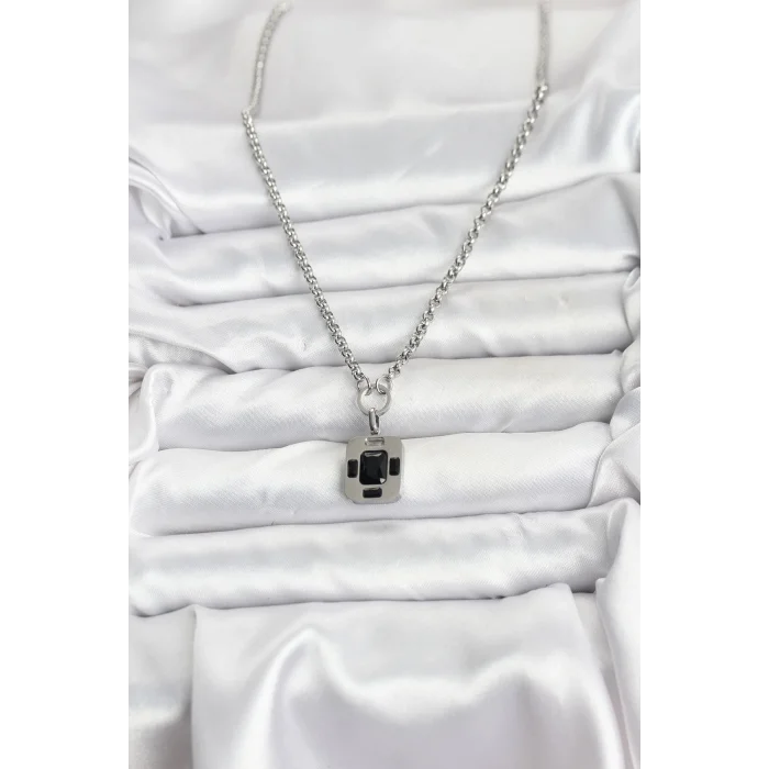 BUĞZ 316L Çelik Zincir Gümüş Renk Vintage Model Kadın Kolye - Lisinya