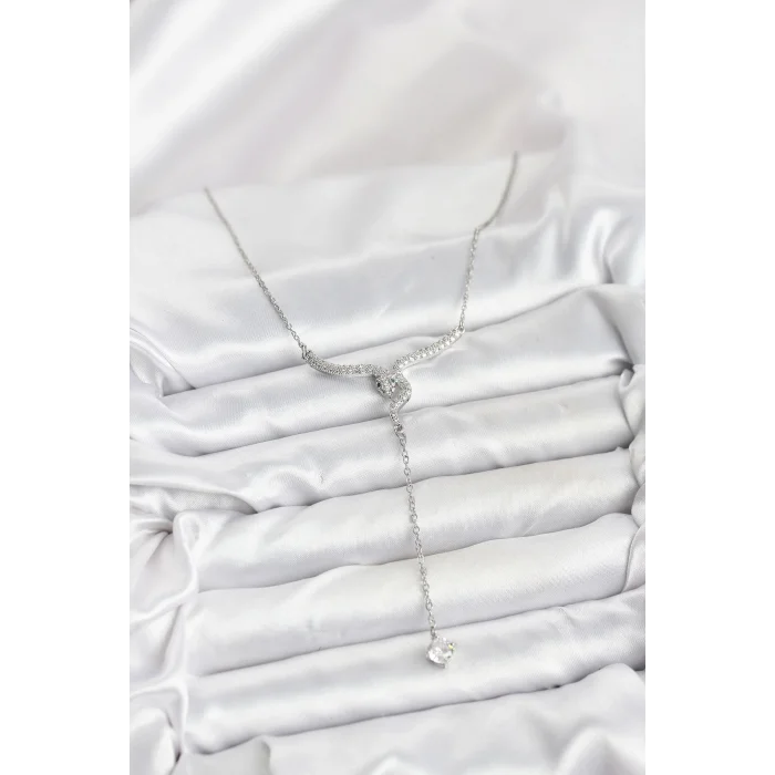 BUĞZ 316L Çelik Zincir Gümüş Renk Yılan Model Y Kolye - Lisinya