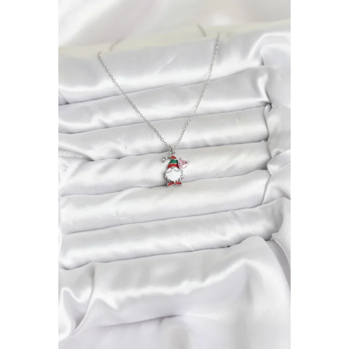 BUĞZ 316L Çelik Zincir Gümüş Renk Yılbaşı Teması Kadın Kolye