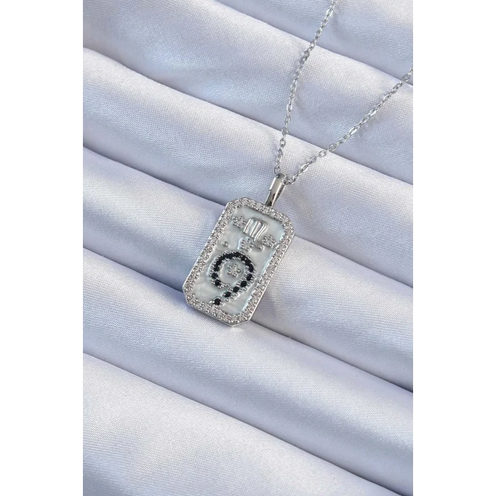 BUĞZ 316L Çelik Zincir Gümüş Renk Zirkon Taşlı Minimal Papatya Figürlü Tarot Kolye