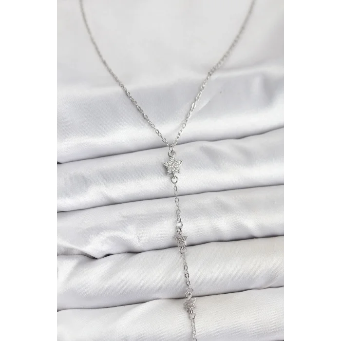 BUĞZ 316L Çelik Zincir Gümüş Renkli Yıldız Model Kadın Y Kolye