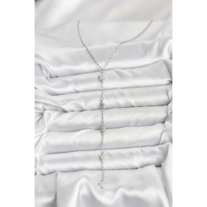 BUĞZ 316L Çelik Zincir Gümüş Renkli Yıldız Model Kadın Y Kolye