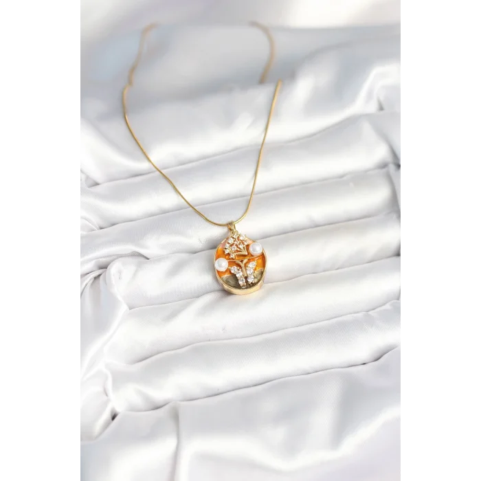 BUĞZ 316L Çelik Zincir Kelebek Model Sanatsal Portre Kadın Kolye - Lisinya