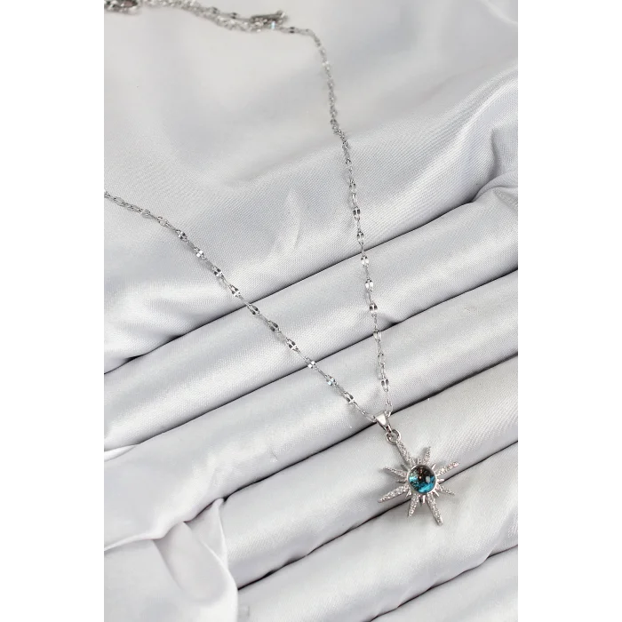 BUĞZ 316L Çelik Zirkon Taşlı Kutup Yıldızı Model Gümüş Renk Kadın Kolye - Lisinya