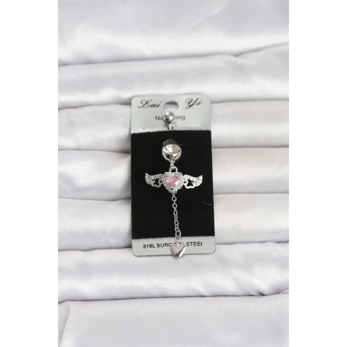 BUĞZ 316L Cerrahi Çelik Kanatlı Kalp Model Göbek Piercing
