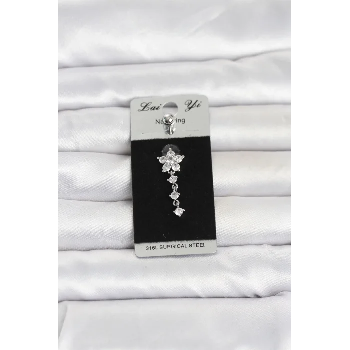 BUĞZ 316L Cerrahi Çelik Sallantılı Çiçek Model Göbek Piercing