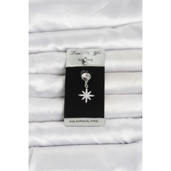 BUĞZ 316L Cerrahi Çelik Sallantılı Kutup Yıldızı Model Göbek Piercing