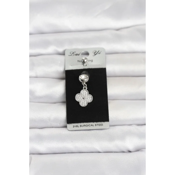 BUĞZ 316L Cerrahi Çelik Sallantılı Yonca Model Göbek Piercing