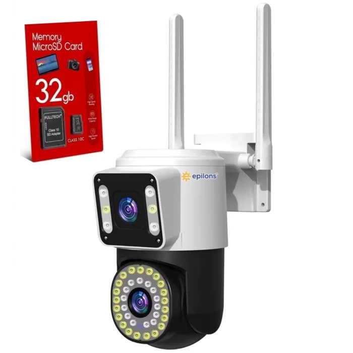  32 Gb Hafıza Kartlı 4mp Yoosee Çift Lens Ip Kamera - Wıfı Otomatik İzleme, Su Geçirmez Kablosuz Güvenlik Ev Kamerası, Renkli Gece Görüş