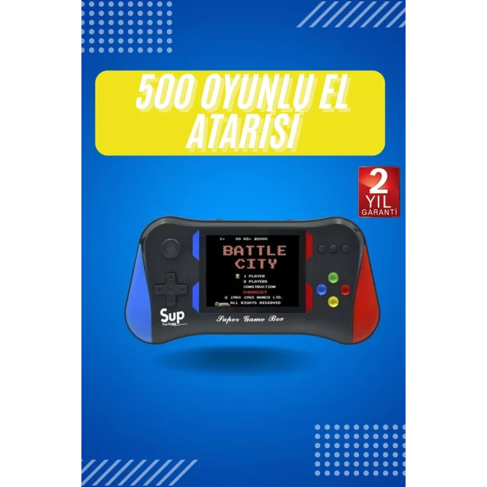  3.5 İnç 500 Klasik Retro Oyun Yüklü Kollu Oyun Konsolu