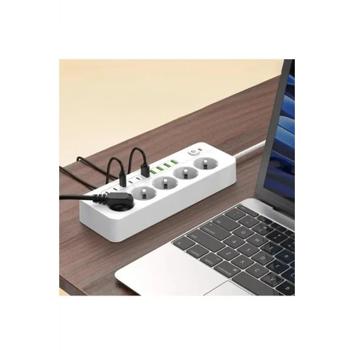 BUĞZ 3500w Akım Korumalı 5’li Grup Priz: 5x Usb + 5x Type-c Çıkışlı (2 Metre)