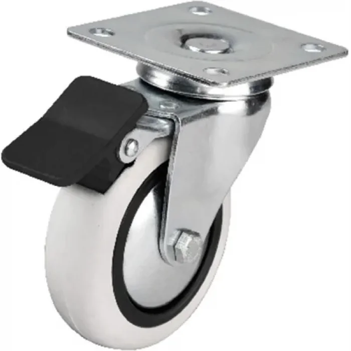 BUĞZ 353 - 75x25 Mm Pvc Makaralı Tablalı Frenli Teker 4 Adet