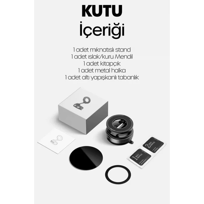 BUĞZ 360 Araba Telefon Tutucu Ayarlanabilir Masa Üstü Vakumlu Mıknatıslı Magsafe Telefon Tutucu Siyah