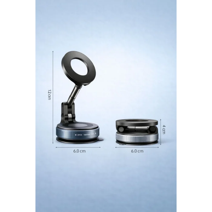 BUĞZ 360° Ayarlanabilir Vakumlu Manyetik Telefon Tutucu – Güçlü Mıknatıs, İz Bırakmaz Tasarım