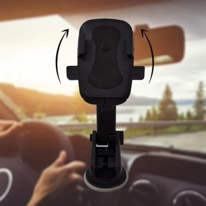  360 Derece Dönen Torpido Üstü Uzunluk Ayarlamalı Vantuzlu Teleskopik Araç Telefon Tutucu