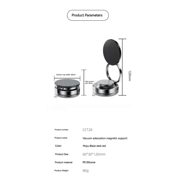 BUĞZ 360 Dönebilen Araç İçi Telefon Tutucu Vakumlu Magsafe Destekli Masa Üstü Duvar Halka Telefon Tutucu