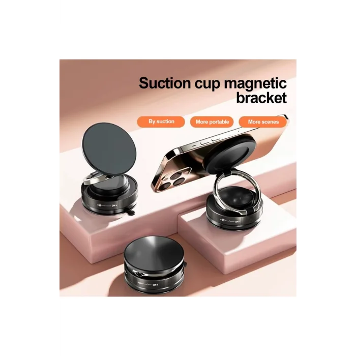 BUĞZ 360 Dönebilen Araç İçi Telefon Tutucu Vakumlu Magsafe Destekli Masa Üstü Duvar Halka Telefon Tutucu