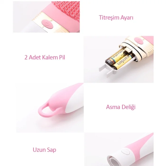  360° Dönebilen Pilli Titreşimli Kauçuk Duş Masaj Fırçası Rahatlatıcı