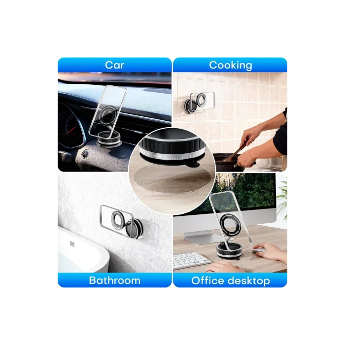 BUĞZ 360 Dönebilen Telefon Tutucu - Ayarlanabilir Mıknatıslı Vakumlu Araç İçi Telefon Tutucu