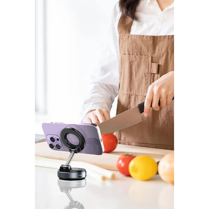 BUĞZ 360° Döner Başlıklı Vakumlu Emişli Manyetik Telefon Tutucu – Güçlü Mıknatıslı, İz Bırakmaz