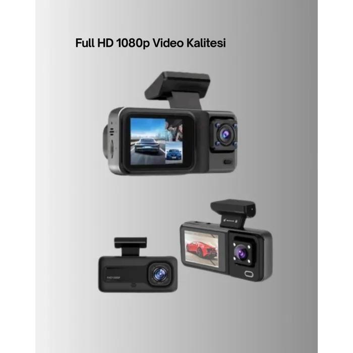 BUĞZ 360° Kapsama Sahip Full HD Araç Kamerası 3’lü Kayıt Gece Görüşlü DashCam - Lisinya