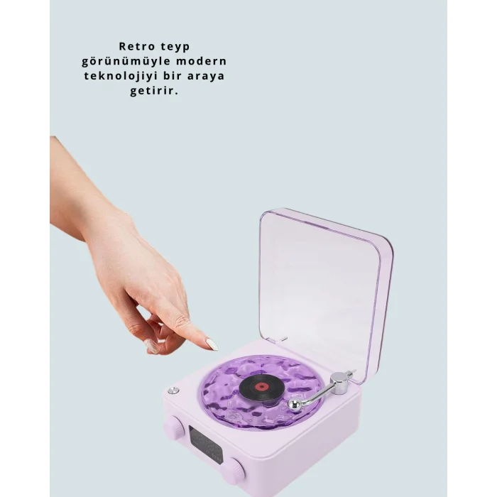 BUĞZ 360° Sesli Kablosuz Hoparlör – Retro Tasarım ve Projektör Işığı