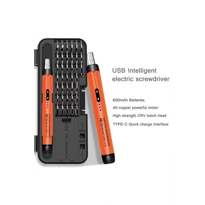 BUĞZ 3.7v Şarjlı Mini Elektrikli Tornavida Seti 500mah Type-c Manyetik Hassas Uçlu Vida Seti 38 Parça