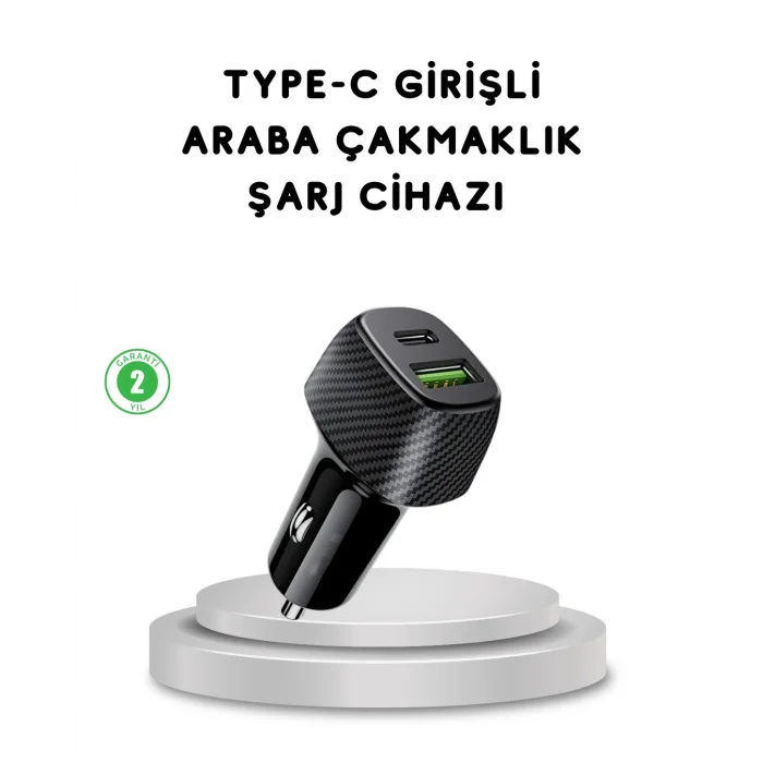 BUĞZ 38W Araç Şarj Cihazı Type-C PD USB Hızlı Şarj Çift Port