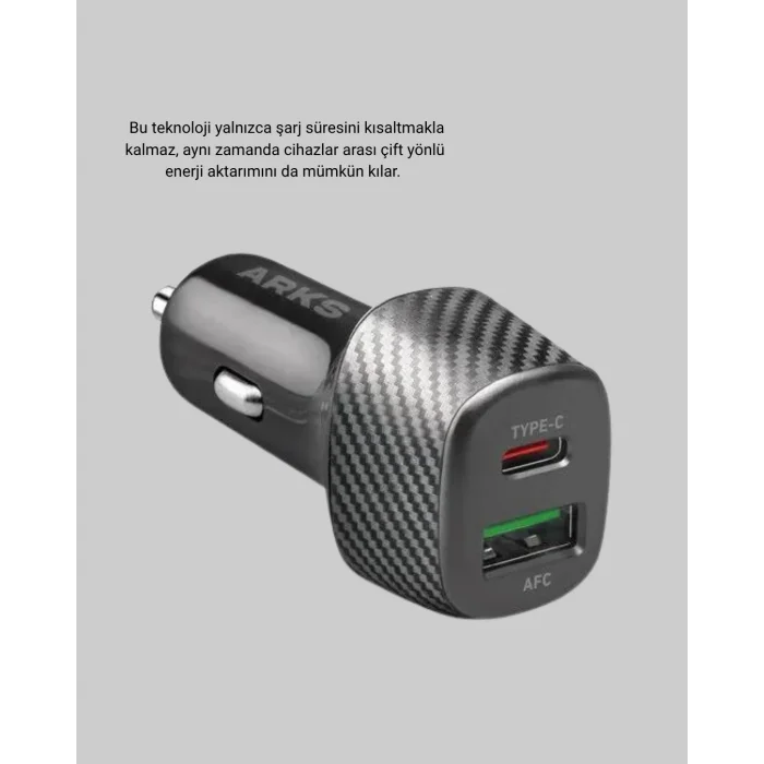 BUĞZ 38W Araç Şarj Cihazı Type-C PD USB Hızlı Şarj Çift Port