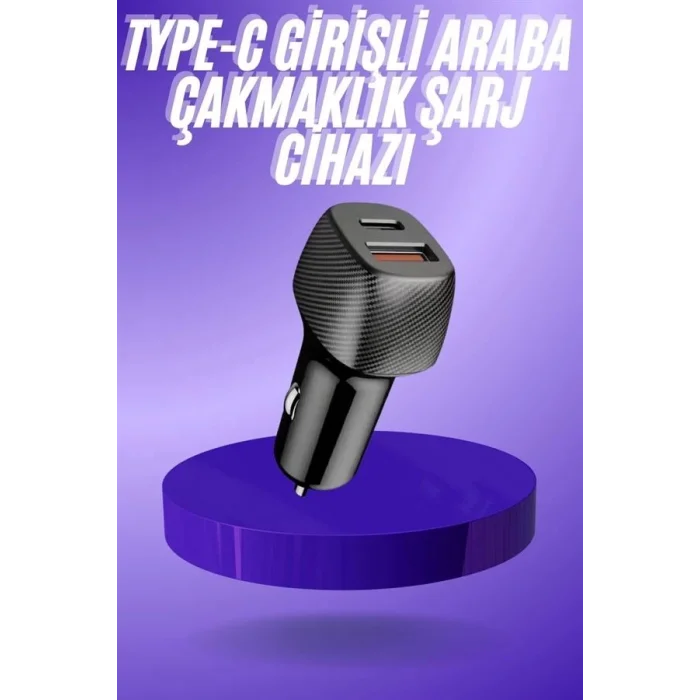  38W USB Type-C Girişli Oto Çakmaklık Araç İçi Hızlı Şarj Çakmaklık Şarj Aleti