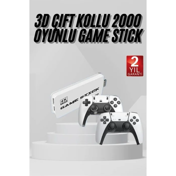 BUĞZ 3D 4K 2000 Oyunlu Game Stick Oyun Konsolu Çift Konsol