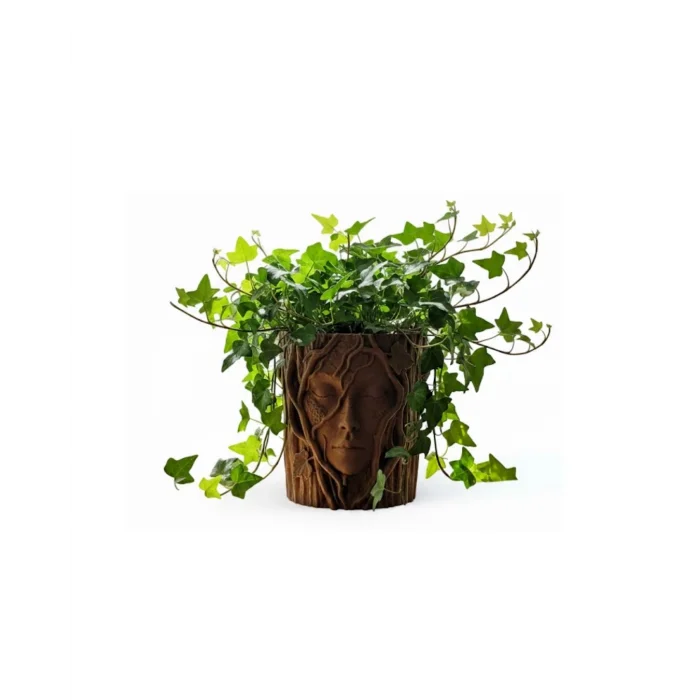 BUĞZ 3D Ağaç Gövdesi Formlu Yüz Figürlü Dekoratif Saksı Sanatsal Tasarım Vazo