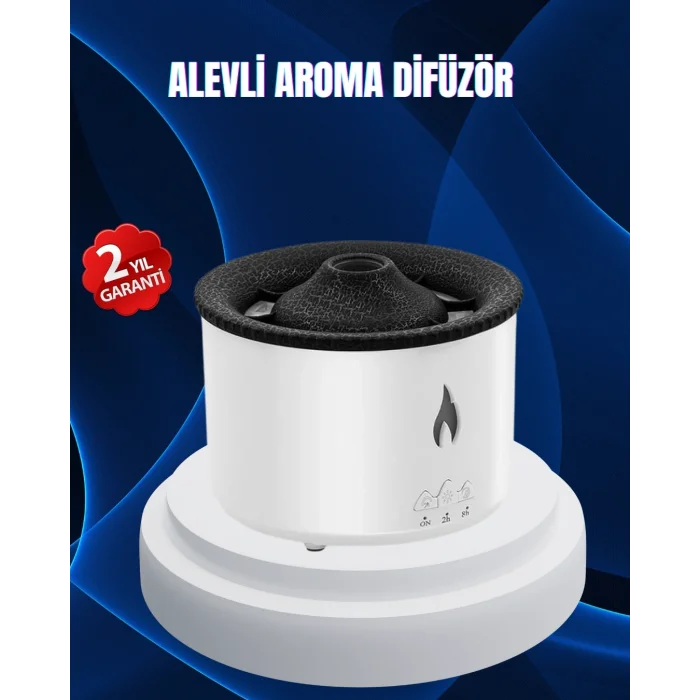 BUĞZ 3D Alev Işıklı Aromaterapi Makinesi – 360 ml Su Kapasiteli Sessiz Difüzör