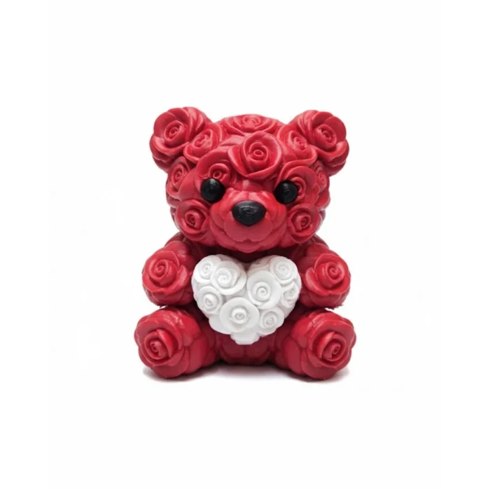 BUĞZ 3D Baskı Kalpli Ayıcık 10cm Romantik Masaüstü Dekor - BUĞZ