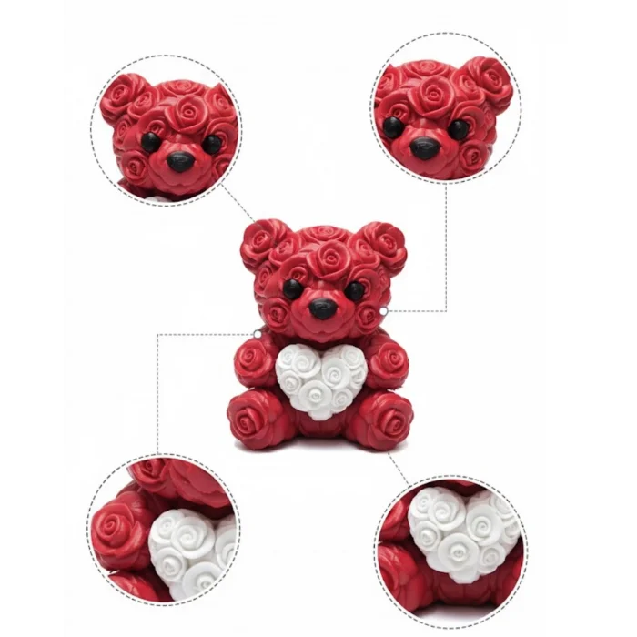 BUĞZ 3D Baskı Kalpli Ayıcık 10cm Romantik Masaüstü Dekor - BUĞZ