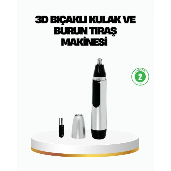 BUĞZ 3D Bıçaklı Burun ve Kulak Tıraş Makinesi Pil ile Çalışan Taşınabilir Model