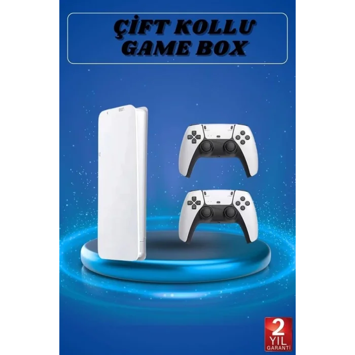 BUĞZ 3D Çift Oyun Kollu 4K HD Ekran Nostaljik 20.000 Oyunlu Beyaz Game Box