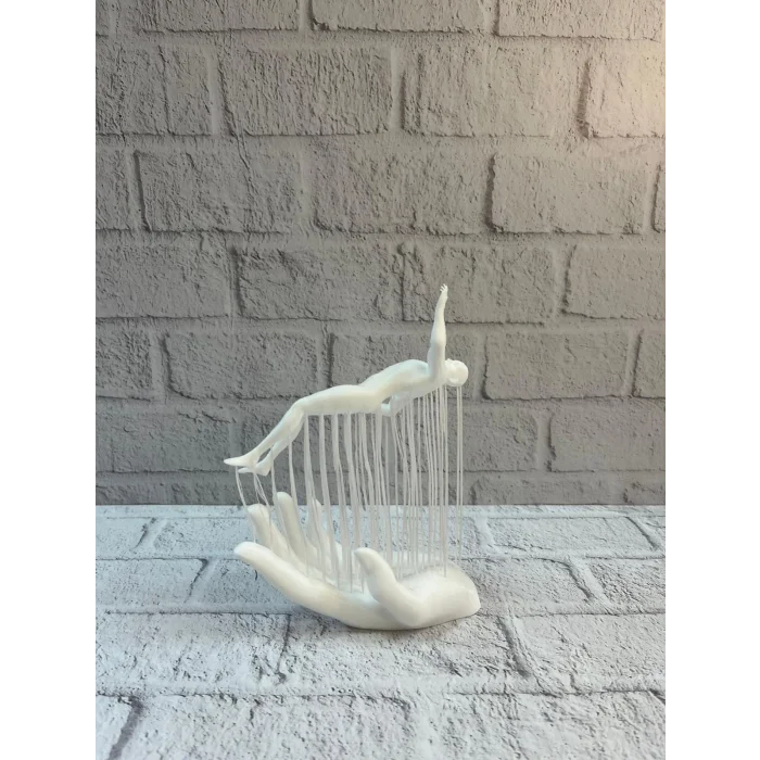 BUĞZ 3D El Formlu İnsan Figürü Beyaz Modern Ev ve Ofis Dekoru