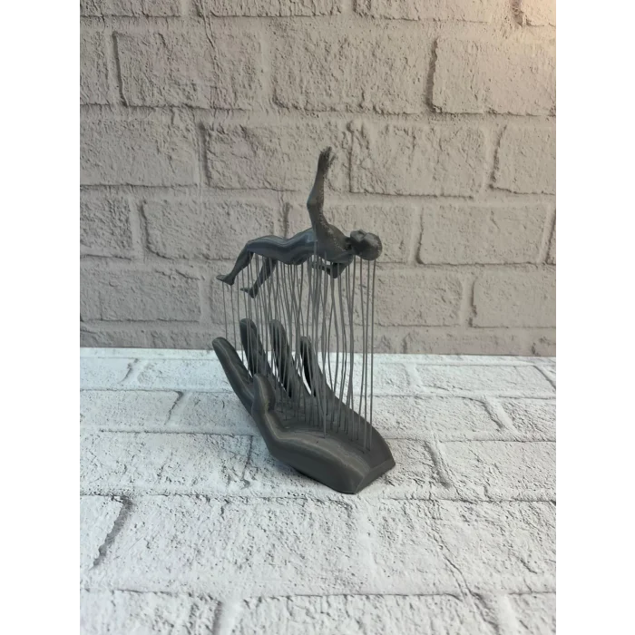 BUĞZ 3D El Formlu İnsan Figürü Gri Soyut Tasarım Dekoratif Biblo