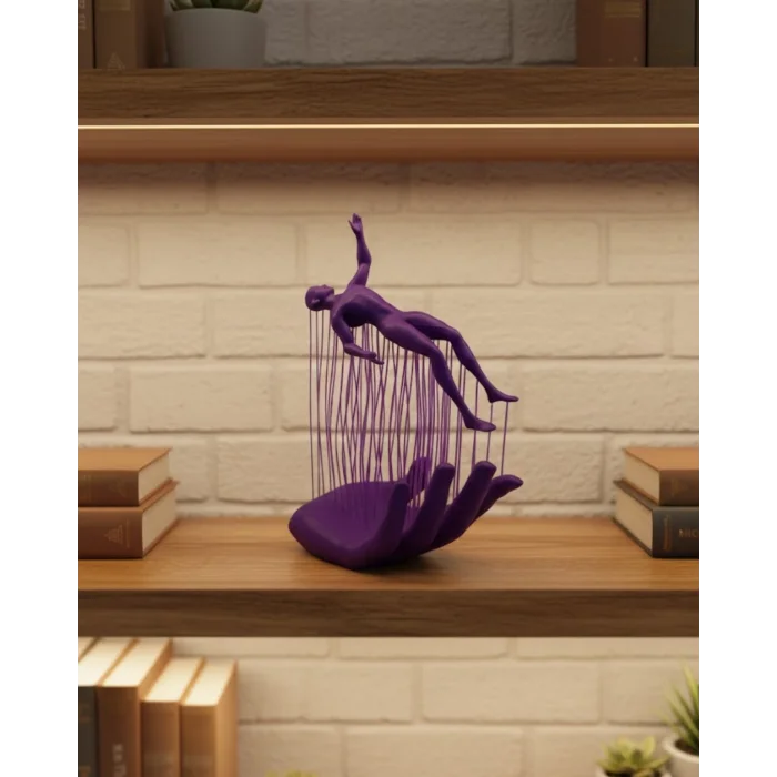 BUĞZ 3D El Formlu İnsan Figürü Mor Özgün Sanat Biblosu 12x18 cm