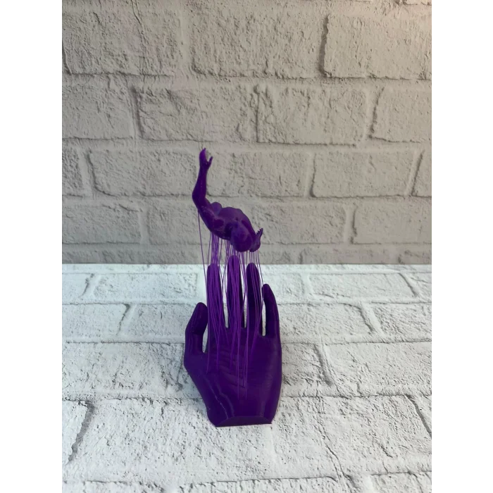 BUĞZ 3D El İnsan Figürü Mor Modern Masa Üstü Ev ve Ofis Dekoru