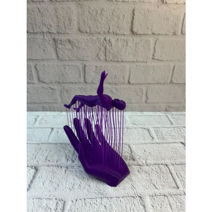 BUĞZ 3D El İnsan Figürü Mor Modern Sanatsal Dekoratif Biblo 12x18 cm