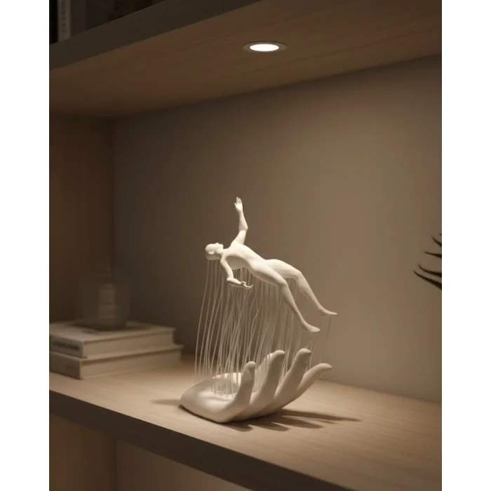 BUĞZ 3D El Üzerinde İnsan Figürü Beyaz Minimal Masa Üstü Dekor