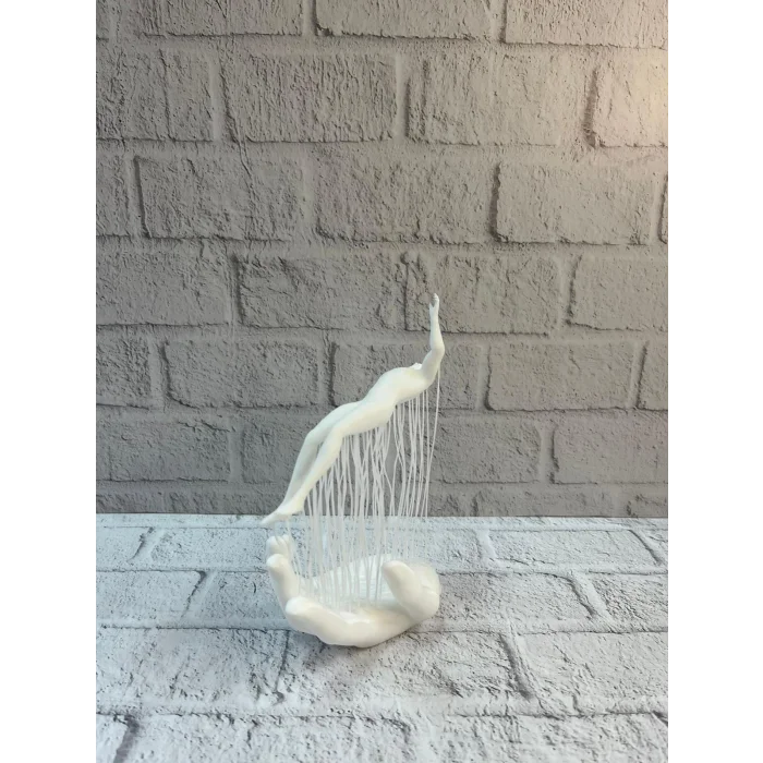 BUĞZ 3D El Üzerinde İnsan Figürü Beyaz Minimal Masa Üstü Dekor