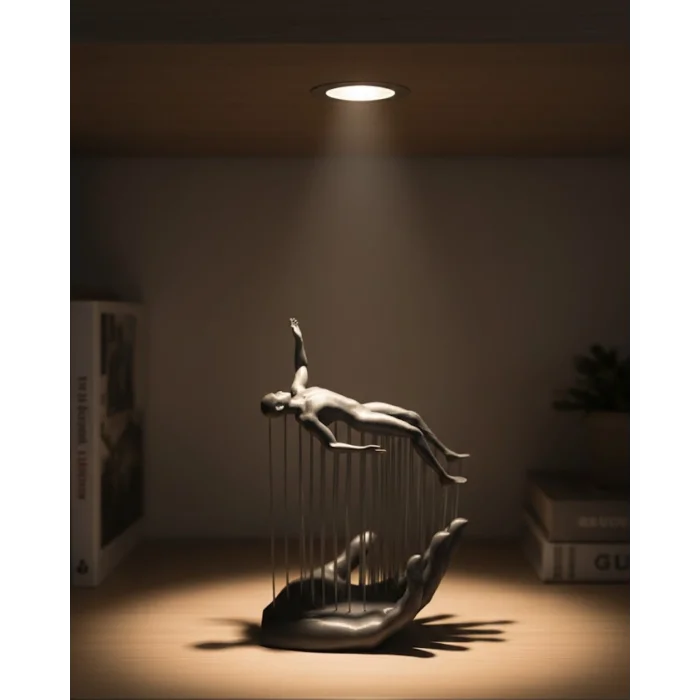 BUĞZ 3D El Üzerinde İnsan Figürü Gri Minimal Masa Üstü Dekor